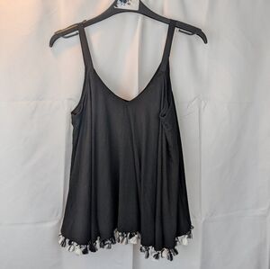 Trina Turk Black Sleeveless Top with Tassels Size XS In EUC